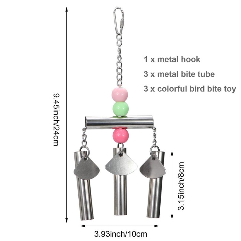 Litewoo Bird Stainless Steel Bell Toys, Safe and Stable Hanging Spoons Pipe Chew Bite Toyï¼ˆBï¼‰ - Image 2
